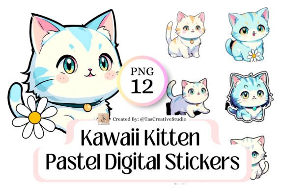 Download Kawaii Kitten Digital Stickers Bundle - Digital stickers Collection
