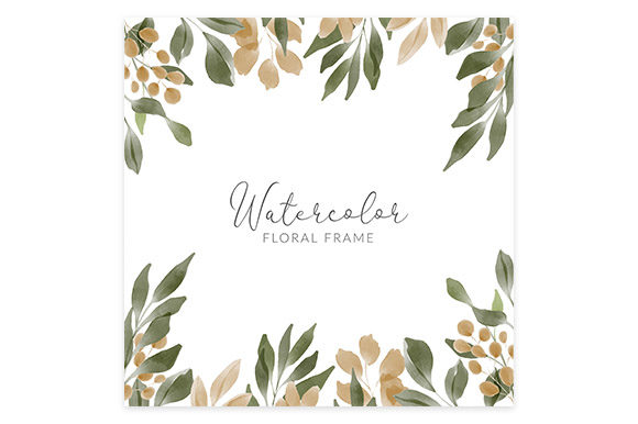 Download Watercolor Green Gold Leaf Square Frame - Gold leaf Collection