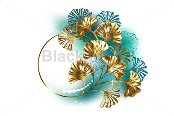 Download Ginko Biloba Gold Leaf Monogram - Gold leaf Collection