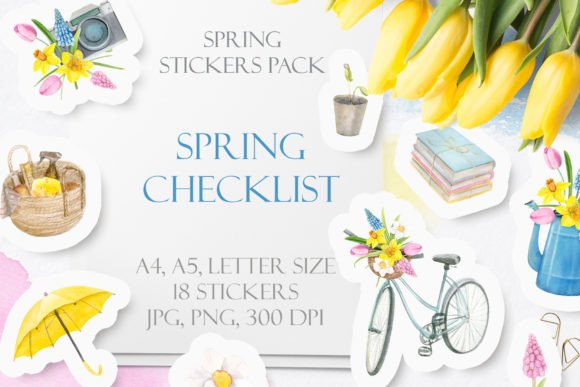 Download Spring Printable Digital Stickers Pack - Digital stickers Collection