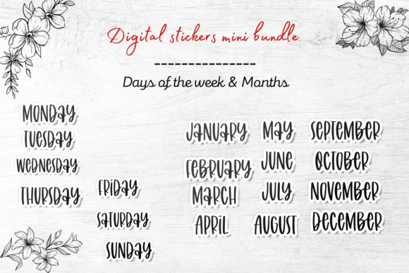 Download Digital Stickers Bundle- Months &amp; Week - Premium Resources