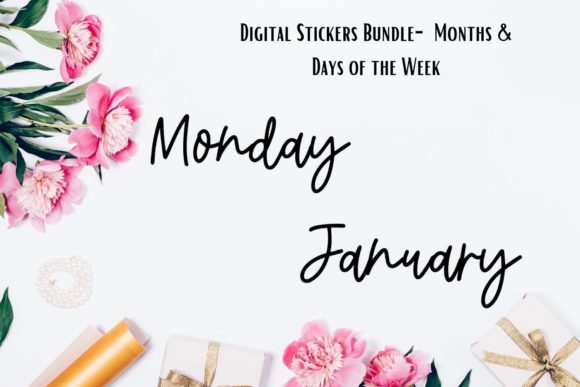 Download Digital Stickers Bundle Months and Days - Digital stickers Collection