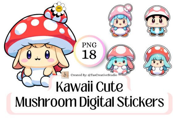 Download Cute Mushroom Digital Stickers Bundle - Digital stickers Collection