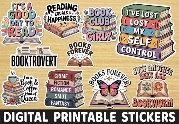 Download Retro Reading Book Lover Quote Stickers - Quote Collection